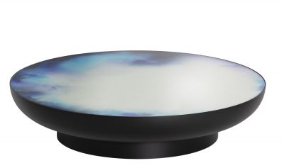 Francis Couchtisch von Petite Friture, runder Wohnzimmertisch mit Wolkenmuster auf der Tischplatte.